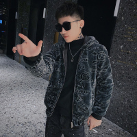 NEW LAKE男棉衣外套加厚冬装毛毛仿貂皮棉服貂绒夹克韩版潮流修身连帽外套夹克