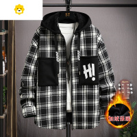 FISH BASKET13岁男孩秋冬季连帽夹克12初高中学生14加绒加厚15大童装格子外套