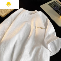 FISH BASKET亚麻速干刺绣短袖t恤男300g情侣绿色棉麻中国风潮牌7七分袖