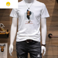 FISH BASKET季短袖t恤男士2024新款韩版印花上衣服时尚休闲半袖体恤衫