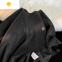 FISH BASKET亚麻短袖男季新款复古宽松休闲T恤潮流简约刺绣圆领半袖体恤衫