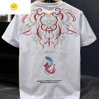 FISH BASKET国潮中国风重工刺绣短袖t恤男季新款潮牌宽松大码半袖