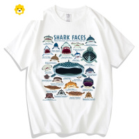 FISH BASKET海洋动物鲨鱼HARK艺术卡通短袖T恤宽松欧版男女宽松亲子