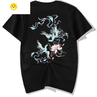 FISH BASKET国潮中国风衣服白色刺绣短袖t恤男季宽松大码凤凰潮牌半袖