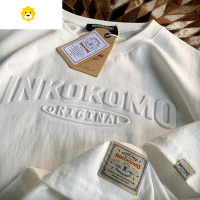 FISH BASKET复古短袖T恤男潮季新款字母压花美式宽松百搭打底圆领上衣