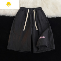 FISH BASKET美式直筒松紧抽绳速干沙滩短裤男士季薄款五分篮球运动宽松裤子