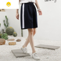 FISH BASKET校服裤子男女初中高中学生一条杠宽白边五分短裤季薄藏蓝色校裤