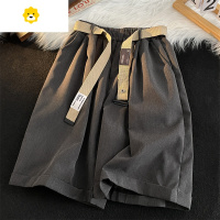 FISH BASKET日系复古纯色休闲短裤男季潮牌宽松垂感运动百搭腰带西装五分裤