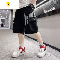 FISH BASKET男童季2022新款运动短裤中大童五分裤潮牌黑色中裤韩版儿童装