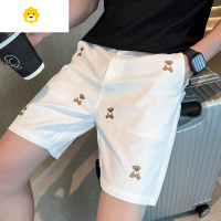 FISH BASKET季网红小熊刺绣短裤男潮牌薄款白色五分裤男士新款潮流休闲中裤