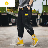 FISH BASKET日系七分裤男网红牛仔裤男抖音潮牌ins韩版潮流学生束脚百搭8分裤