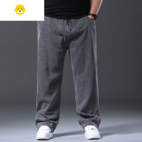 FISH BASKET季牛仔裤男士直筒宽松大码加肥加大高腰肥佬休闲厚款弹力长裤