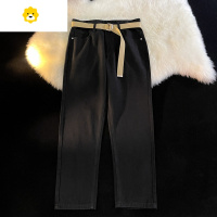 FISH BASKET直筒牛仔裤男腰带宽松潮牌休闲日系复古青少年港风百搭长裤子