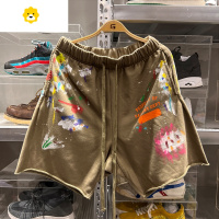 FISH BASKET季新款美式松紧腰运动西海岸烂边高街潮牌男生五分宽松短裤嘻哈