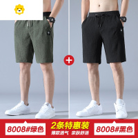 FISH BASKET季薄款亚麻棉麻运动五分5分休闲短裤男士宽松天男裤子沙滩裤