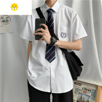 FISH BASKETdk制服男生基础款白衬衫短袖原创设计刺绣学生学院风情侣班服jk