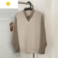 FISH BASKET复古高级感衬衫拼接假两件毛衣男女基础通勤内搭叠穿针织毛线衣bf
