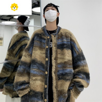 FISH BASKET日系复古开衫毛衣男季宽松百搭设计感渐变条纹情侣针织衫外套