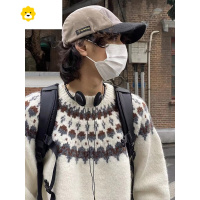 FISH BASKET季费尔岛提花毛衣男士韩版宽松小众设计民族风圆领针织衫外套