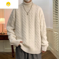 FISH BASKET日系慵懒风毛衣男cityboy高领麻花针织衫潮牌宽松情侣套头衫