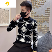 FISH BASKET半高领毛衣男潮牌线衣服2024新款修身内搭加厚针织打底衫