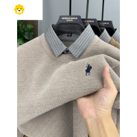 FISH BASKET[一体绒]加绒加厚男士毛衣新款衬衫领假两件季p暖针织打底衫