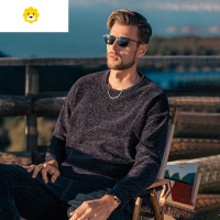 FISH BASKET 软糯厚实雪尼尔 男士圆领毛衣p暖毛衣纯色宽松针织衫