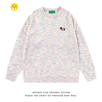 FISH BASKETH TD撞色条纹小狗软糯毛衣男女宽松百搭慵懒风针织衫