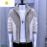 FISH BASKET2024夹克男韩版修身立领拼色灯芯绒外套男装青年潮流休闲风衣