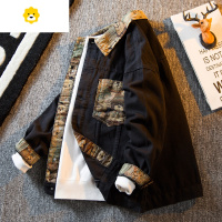 FISH BASKETHPP 美式复古拼接小熊设计感小众牛仔夹克情侣休闲外套男