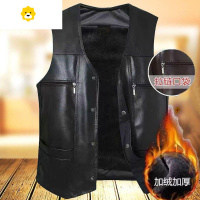 FISH BASKET海宁皮马甲真软一体中老年皮背心男宽松大码加绒新款皮袄