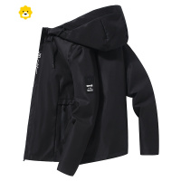 FISH BASKET季男士夹克外套连帽宽松上衣男装潮流短款风衣百搭黑色外穿茄克