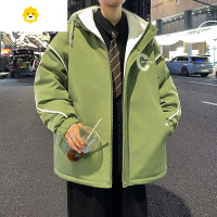FISH BASKET派克服季连帽工装外套男装上衣美式大码潮流青少年加绒棉衣衣服