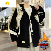 FISH BASKET男士外套季加绒加厚夹克青少年帅气棉衣服初高中学生大童装