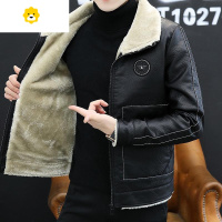 FISH BASKET帝宇龙一体皮衣男季韩版潮流p暖夹克加绒加厚羊羔绒外套