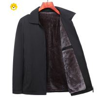 FISH BASKET中老年人男士加绒加厚棉衣爸爸翻领夹克衫爷爷装外套p暖棉服袄