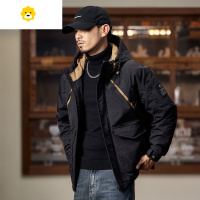 FISH BASKET款美式工装复古男士棉服季夹棉衣连帽外套男棉衣厚夹克