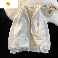 FISH BASKET日系加厚羊羔毛绒外套男女ins港风宽松情侣连帽开衫加厚夹克卫衣