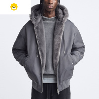FISH BASKET柜699!男装休闲两面穿厚夹克3833310 802仿皮草外套3833/310