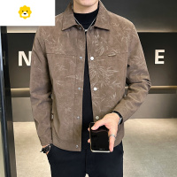 FISH BASKET男士外套季2024新款高级感麂皮压花翻领潮牌帅气加厚夹克衣服