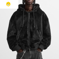 FISH BASKET柜699!款男装美式连帽加绒两面穿夹克仿皮草加厚外套0993301