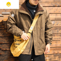 FISH BASKETBYO鹿起 美式复古加棉羊羔绒夹克外套男立领宽松高级感机车棉服