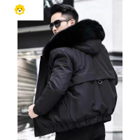 FISH BASKET派克服男短款仿皮草夹克貉子毛内胆可拆卸p暖一体加厚男外套