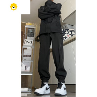 FISH BASKET裤男款季设计感魔术贴束脚直筒登山裤子美式机能黑色工装裤