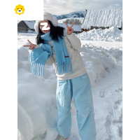 FISH BASKET户外防水滑雪裤男女多巴胺徒步登山加绒裤情侣雪地伞兵裤