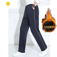 FISH BASKET加绒校服裤子男两条杠高中学生宽松加厚p暖校裤两道杠女裤子