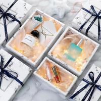 大理石羽毛ins风礼物盒大号包装盒口红精美韩版简约正方形礼品盒
