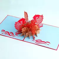 卡小姐 3D生日贺卡新年祝福手工纸质雕刻立体鱼卡片