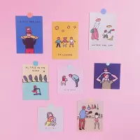 韩国网红明信片 小清新插画手账装饰卡片INS文艺贺卡拍照道具贴纸