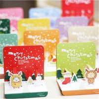 圣诞节贺卡 10卡送信封 卡通立体小动物可爱卡片 礼品包装留言卡